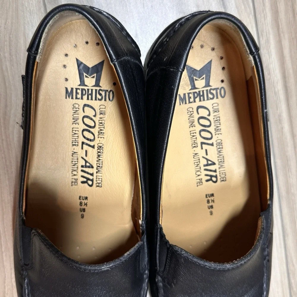 Mephisto Leather Slip On Loafers Mens Black Casual Comfort Walking Shoes Size 9 - Picture 5 of 9